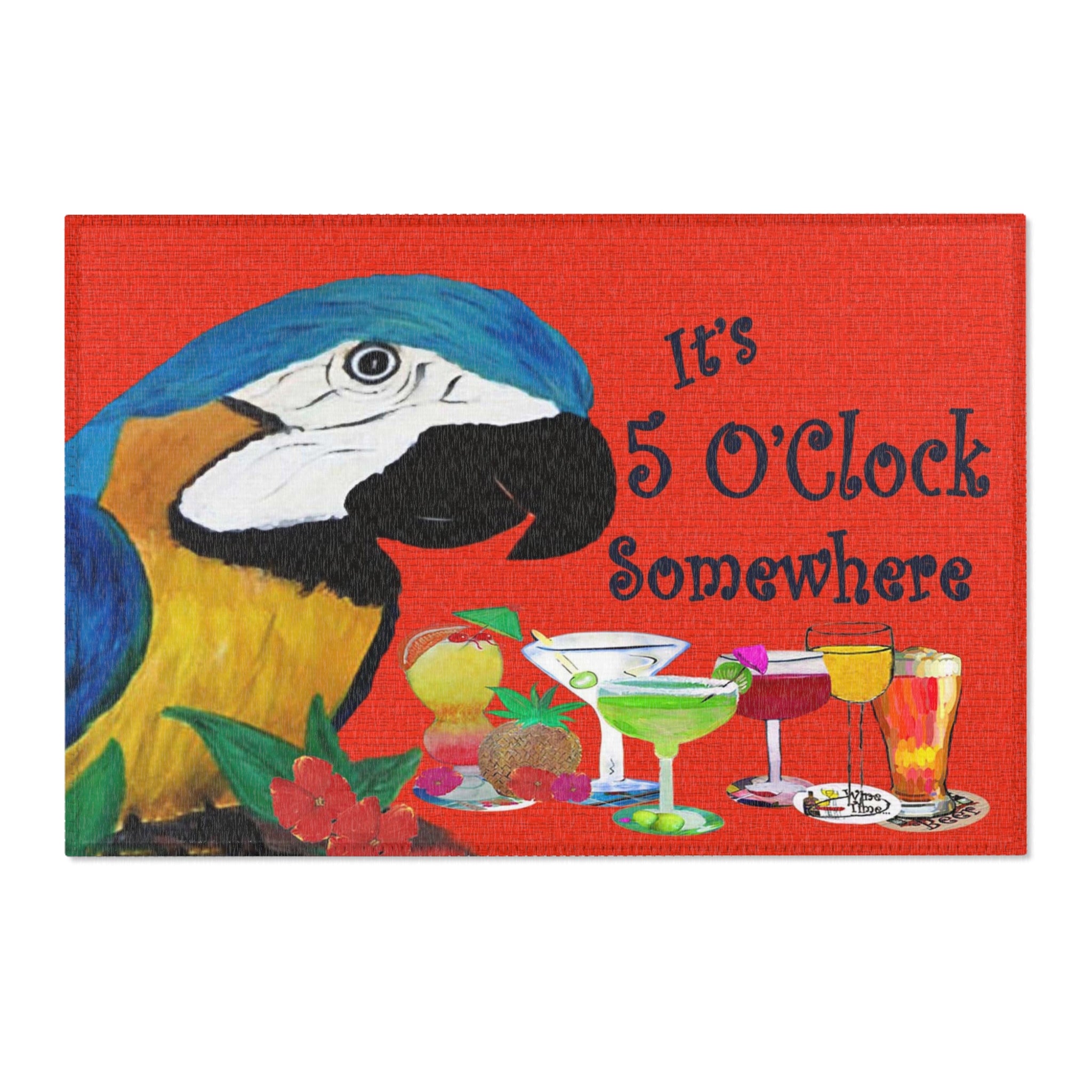 It's 5 O'Clock Somewhere Parrot Area Rug