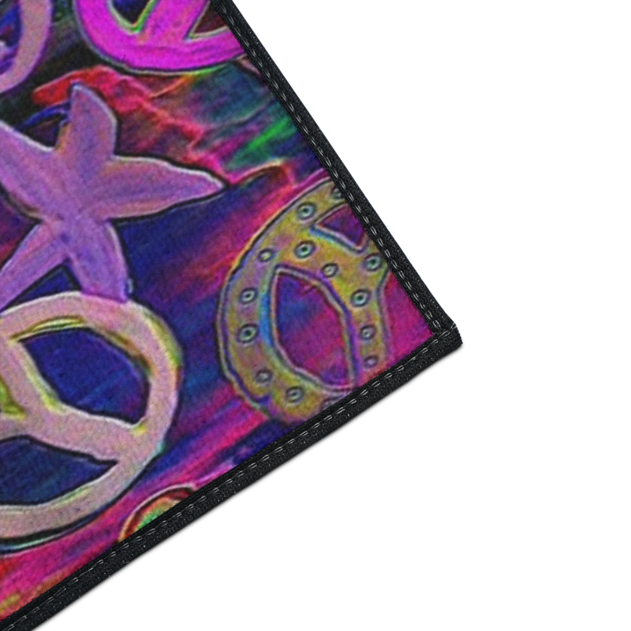 Vibrant Peace Signs Heavy Duty Floor Mat — Colorful Boho Entry Rug