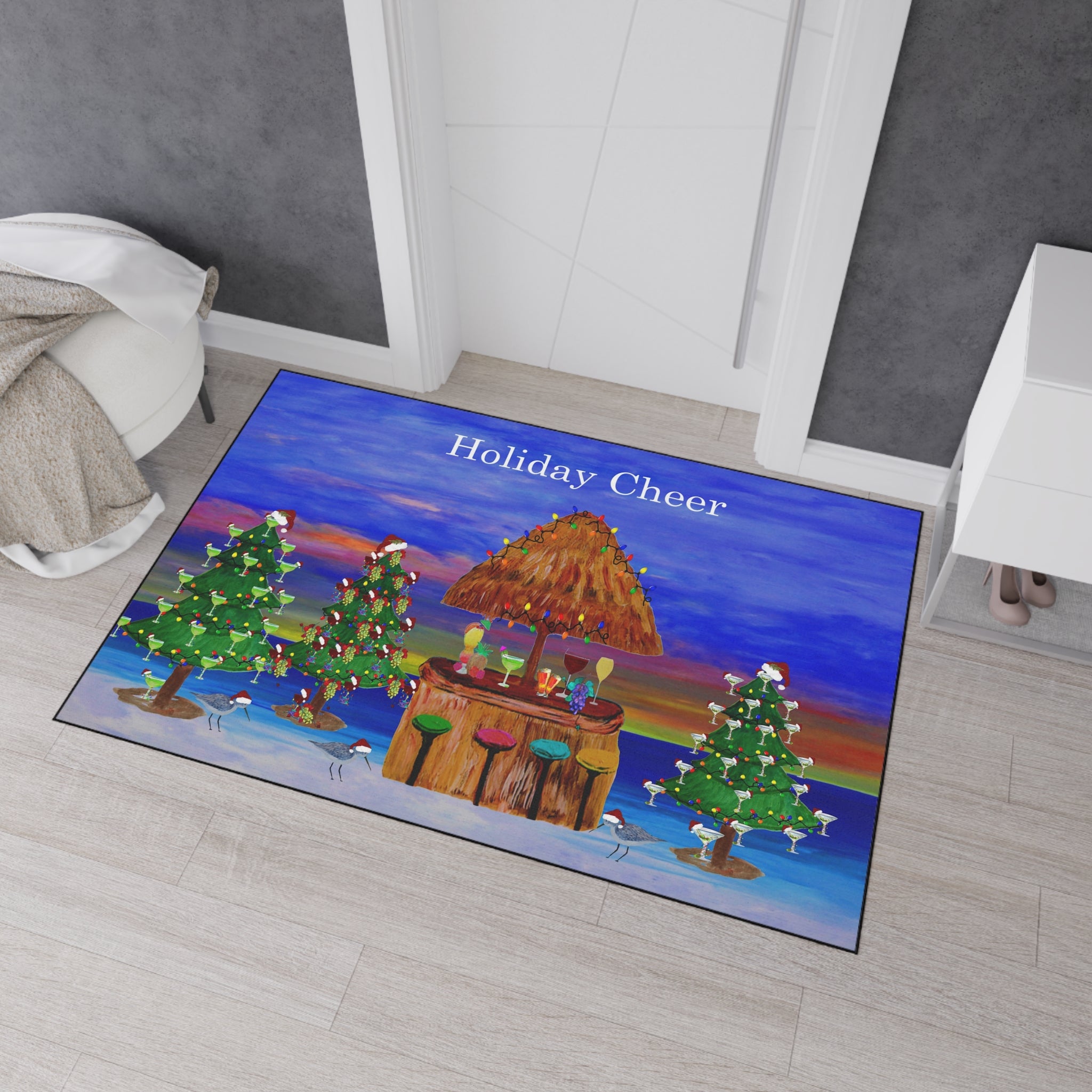 Holiday Cheer Heavy Duty Floor Mat — Tiki Bar Beach Christmas Doormat