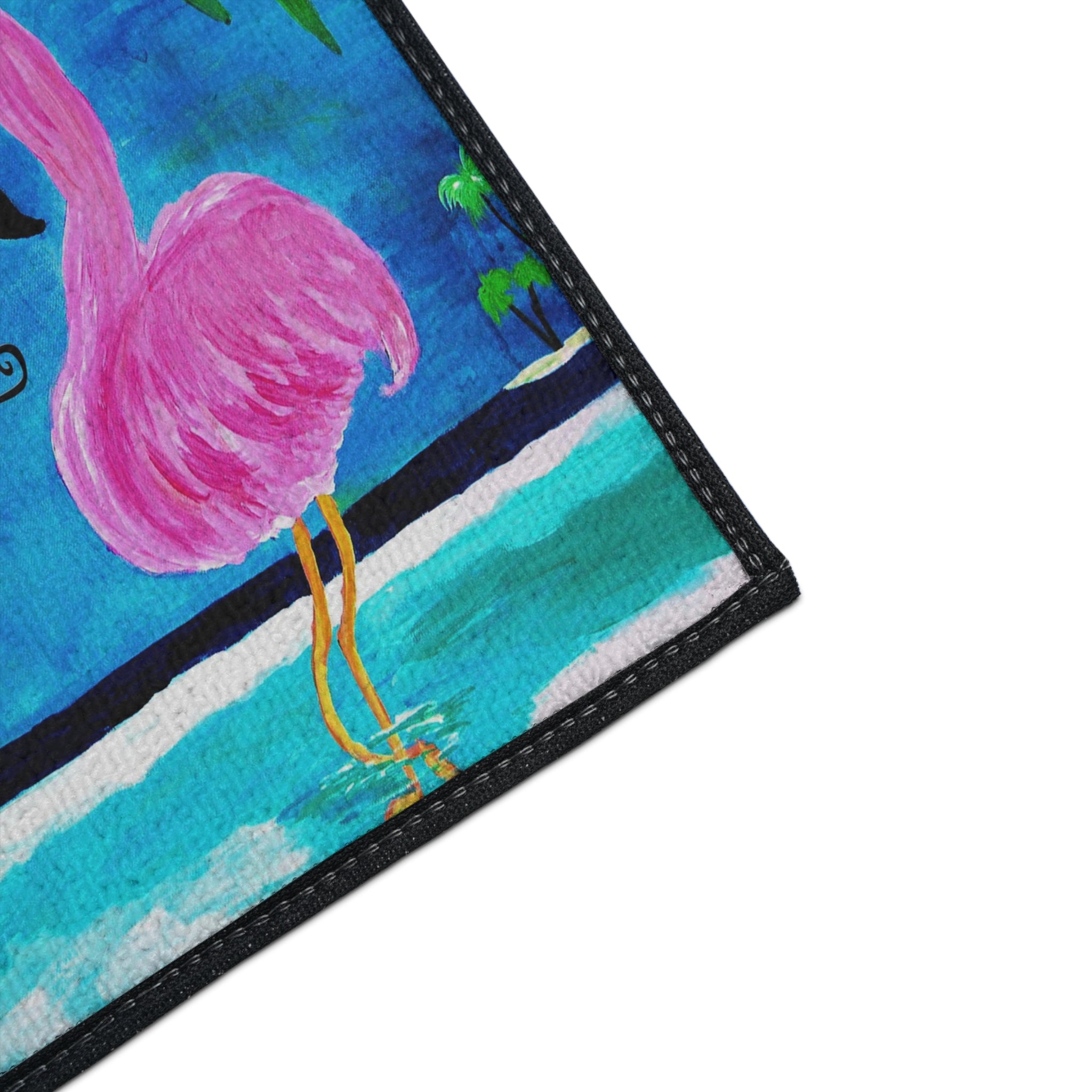 Welcome Flamingo Beach Mat — Heavy-Duty Tropical Welcome Doormat