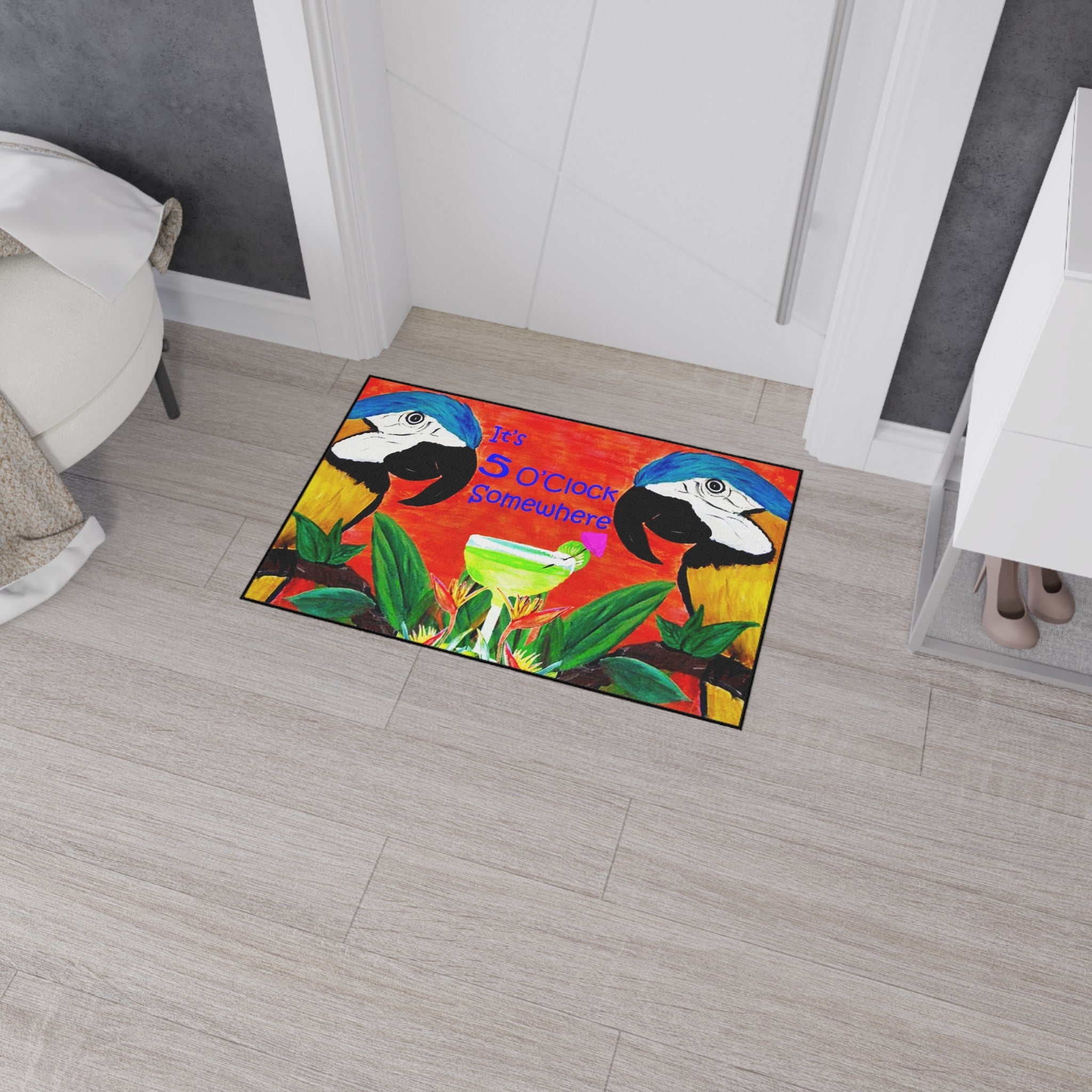Parrot head It's 5 O' clock somewhere Doormat