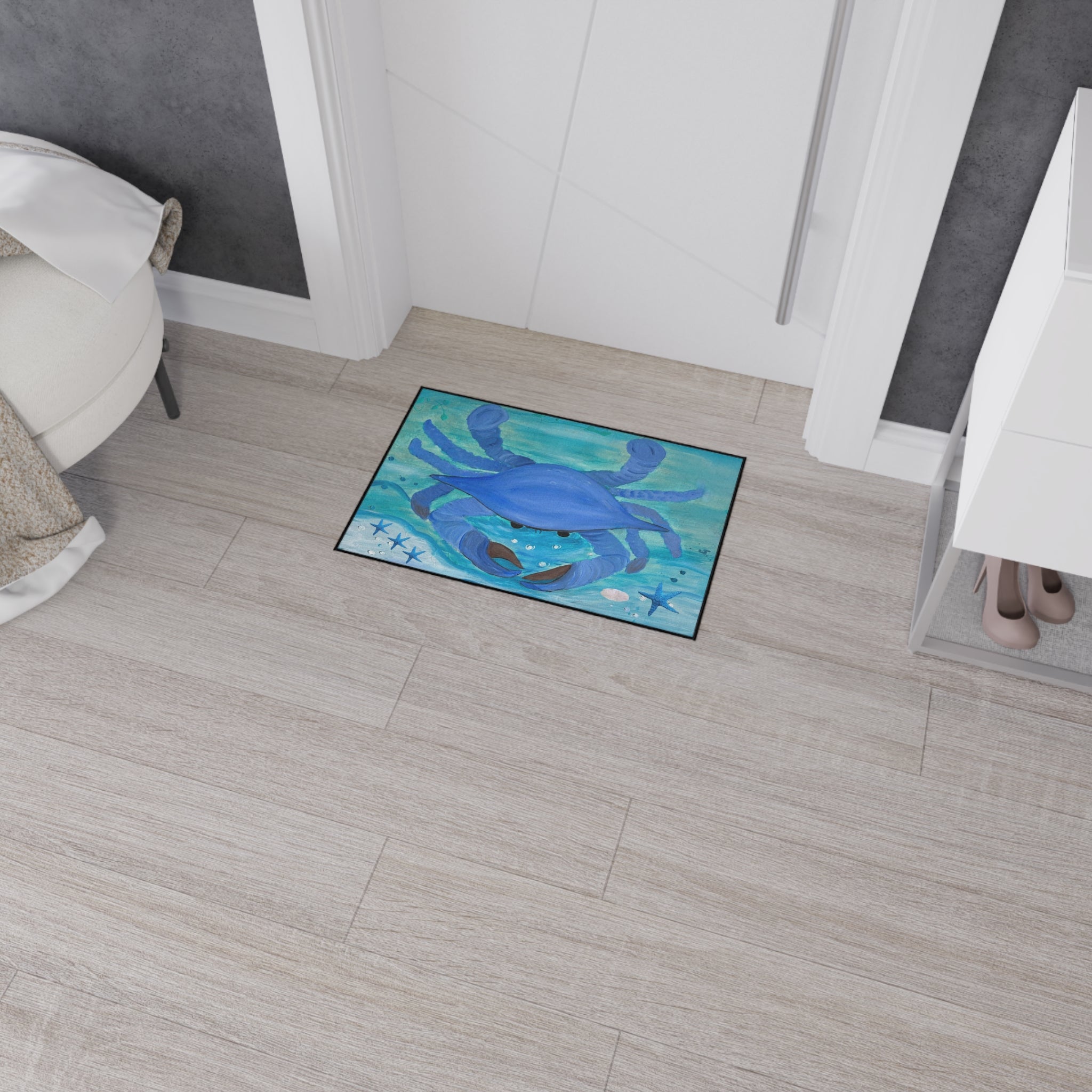 Blue Crab Beach Floor Mat – Coastal Ocean Decor Doormat