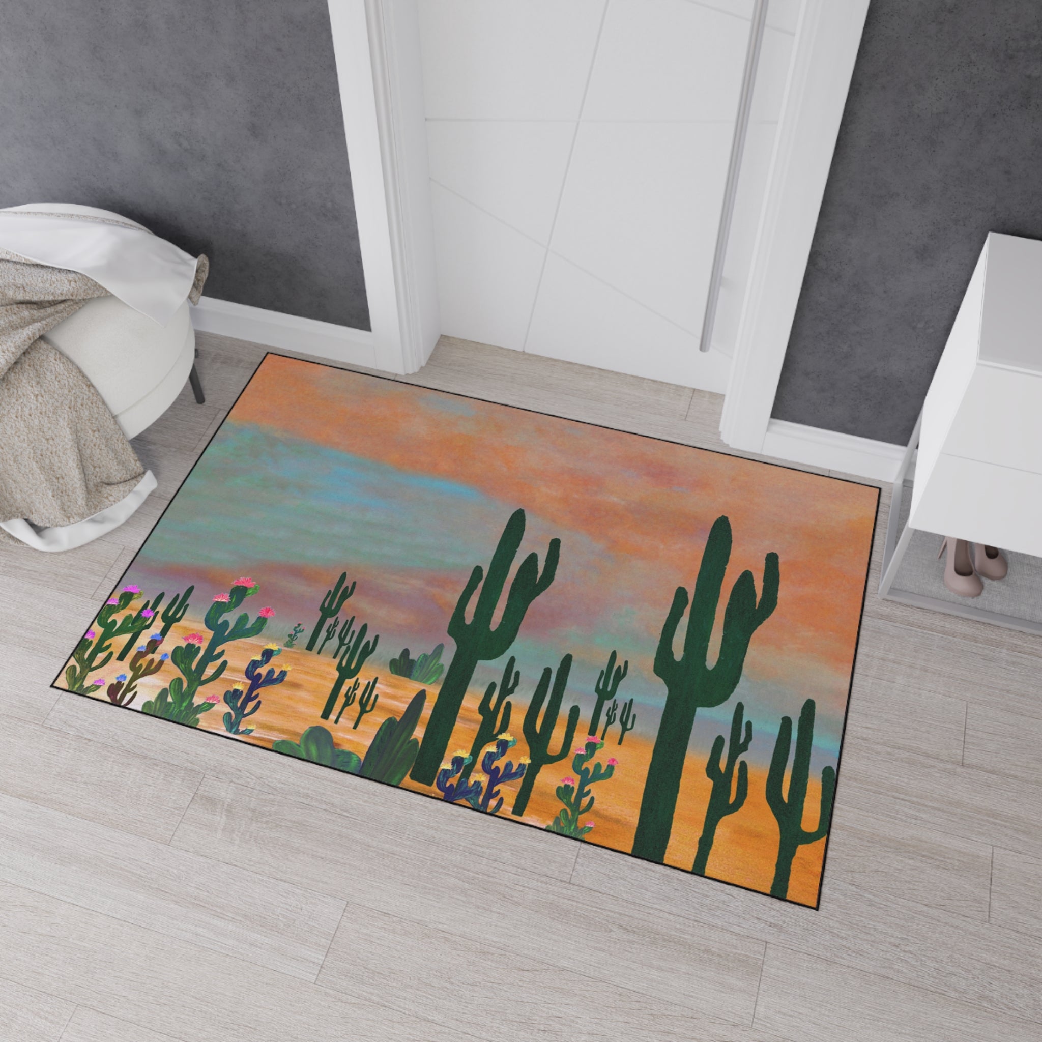 Desert Sunset Cactus Field Floor Mat