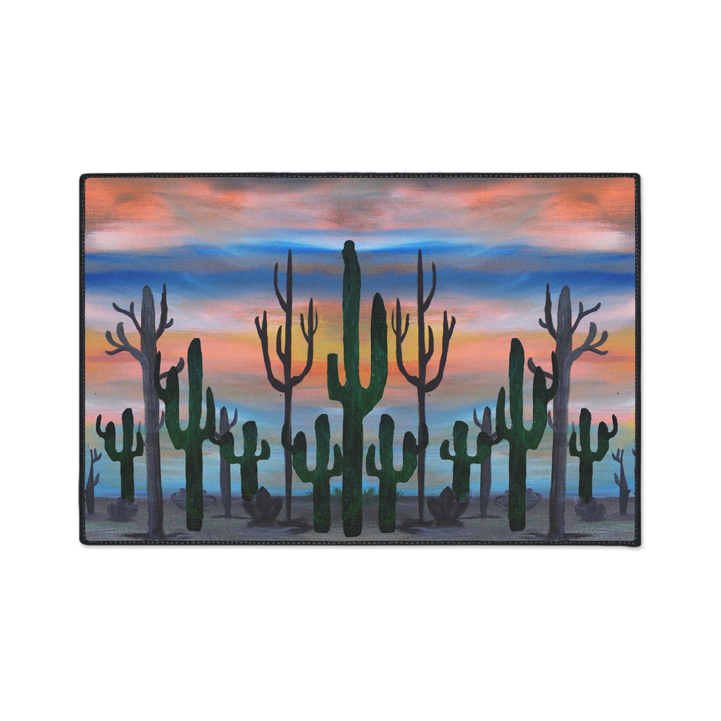 Desert Sunset Cactus Floor Mat — Heavy Duty Welcome Rug