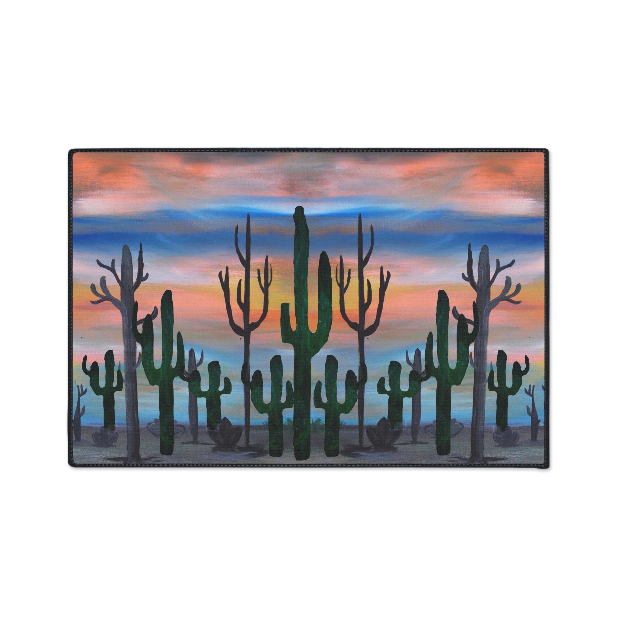 Desert Sunset Cactus Floor Mat — Heavy Duty Welcome Rug