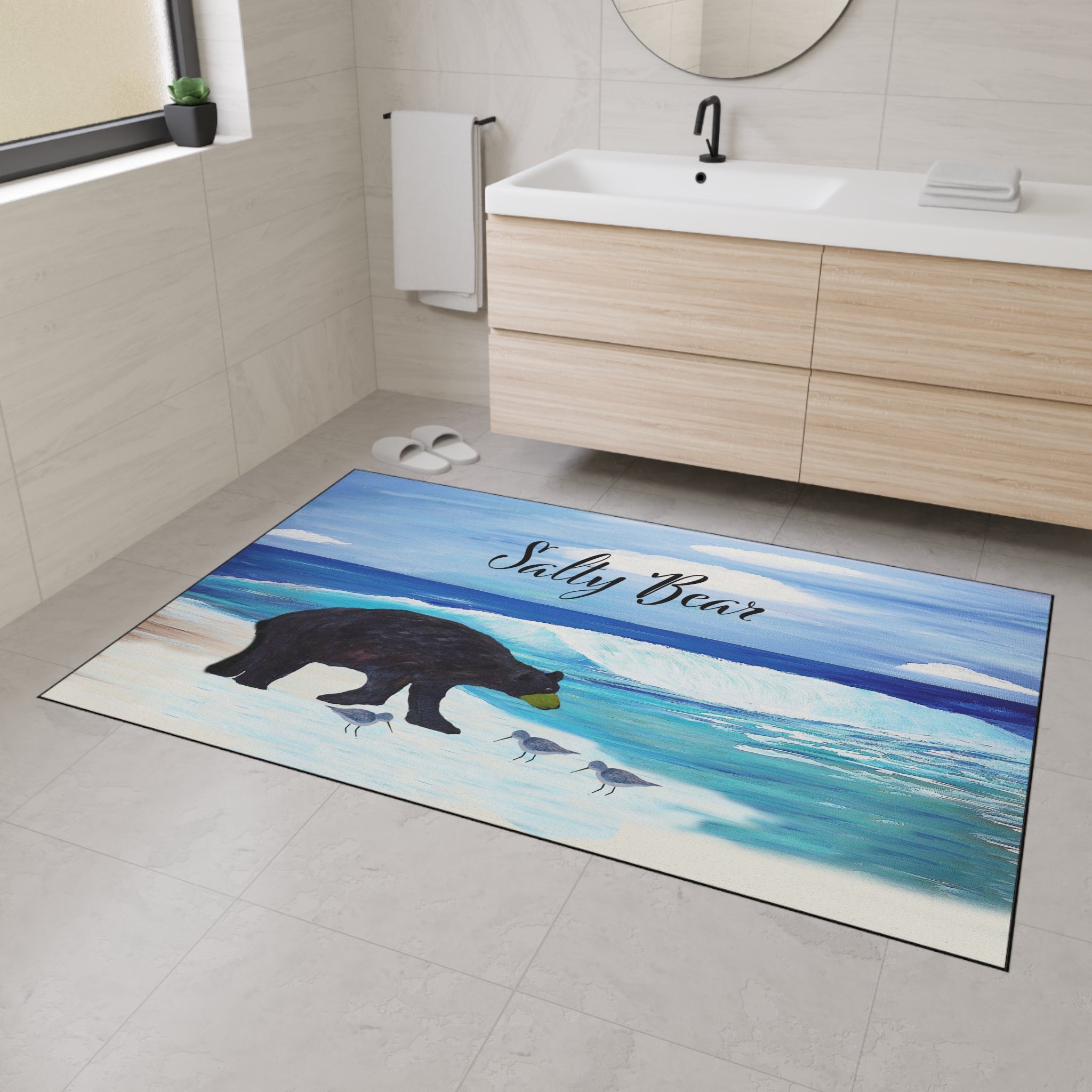 Coastal 'Salty Bear' Heavy-Duty Floor Mat — Beach Bear Welcome Mat