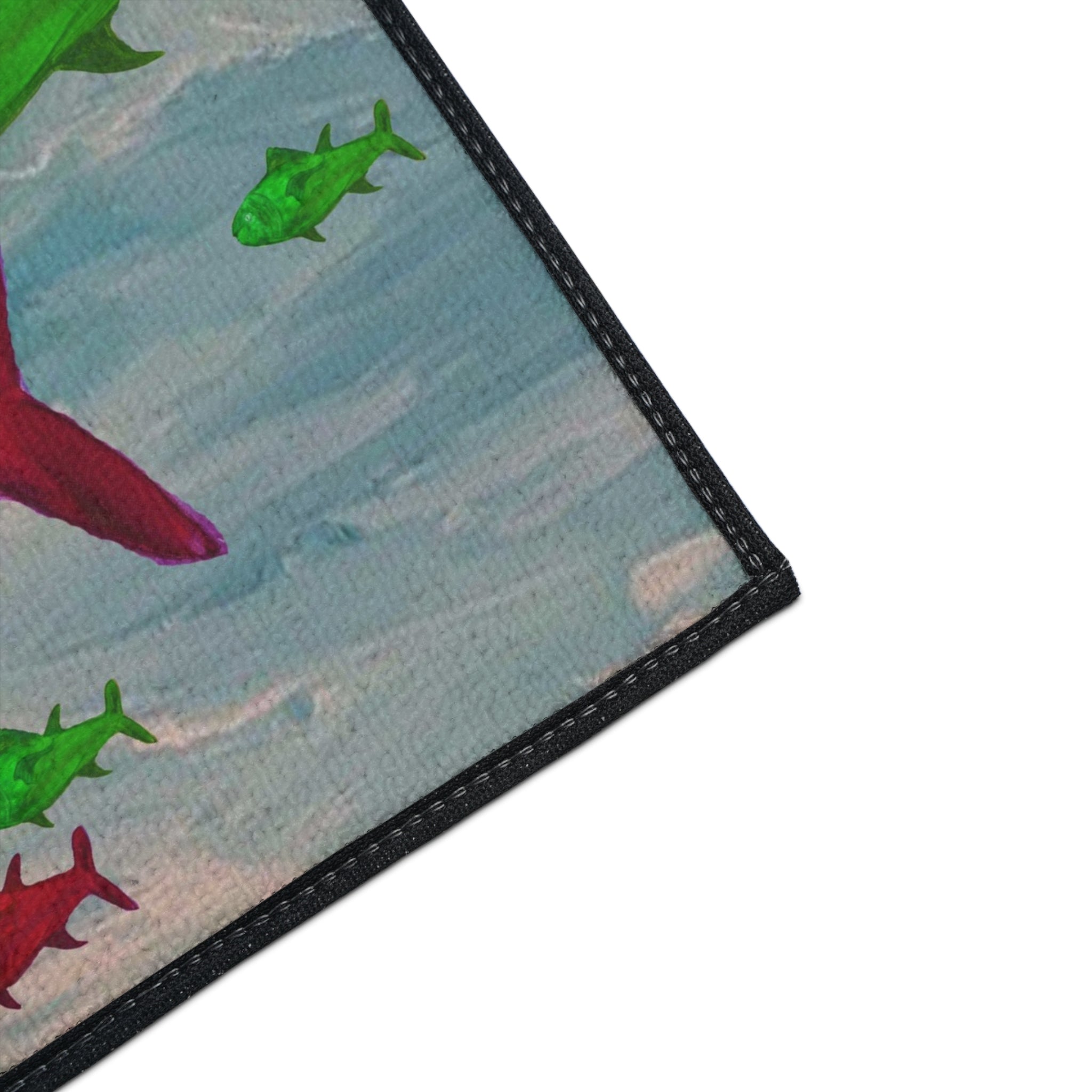 Christmas Fish Floor Mat — Merry Christmas Santa Hat Fish Holiday Door Mat