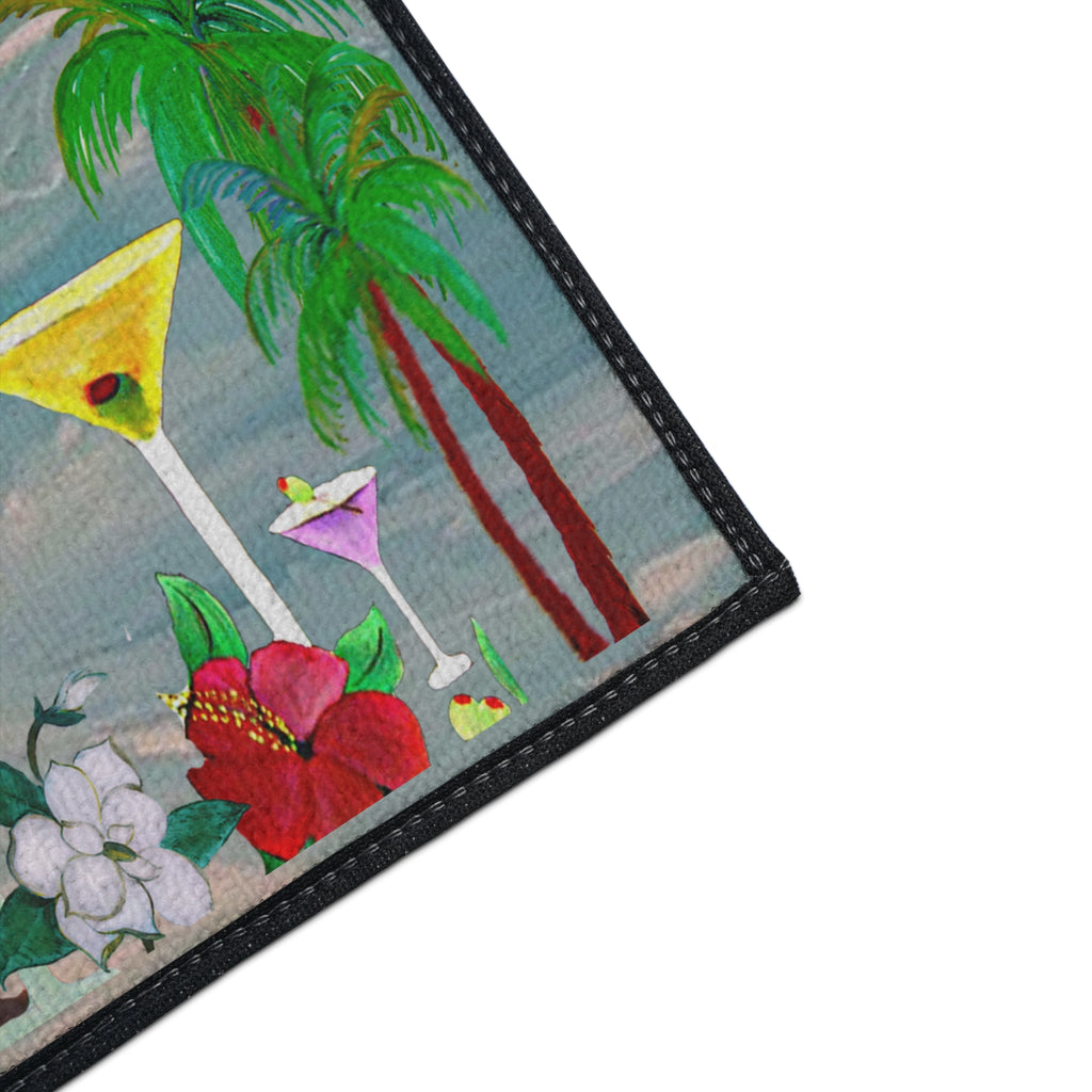 Parrot Bar Heavy Duty Floor Mat — "It's 5 O'Clock Somewhere" Tropical Parrot Drink Mat