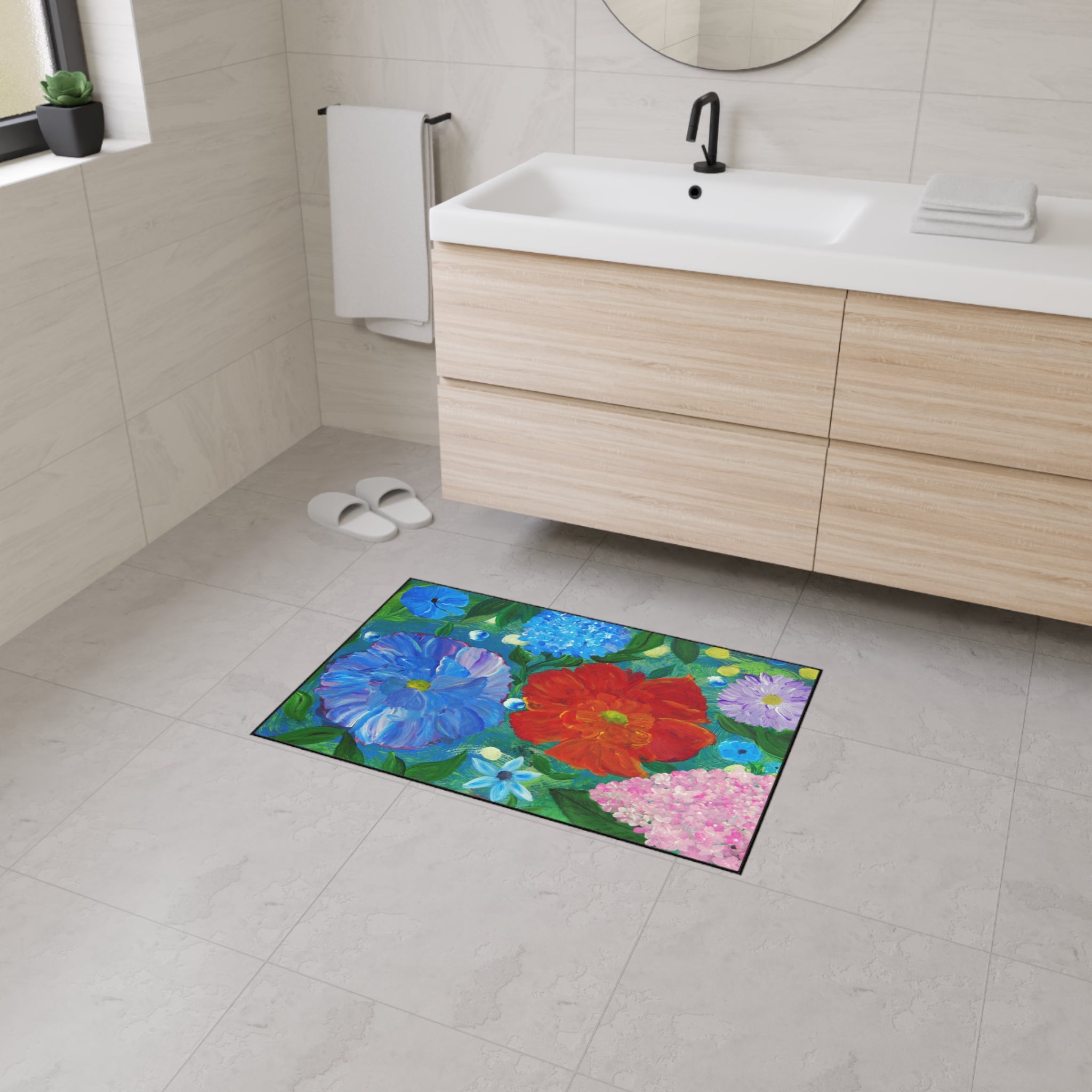 Floral Garden Heavy Duty Floor Mat — Bright Bloom Welcome Rug