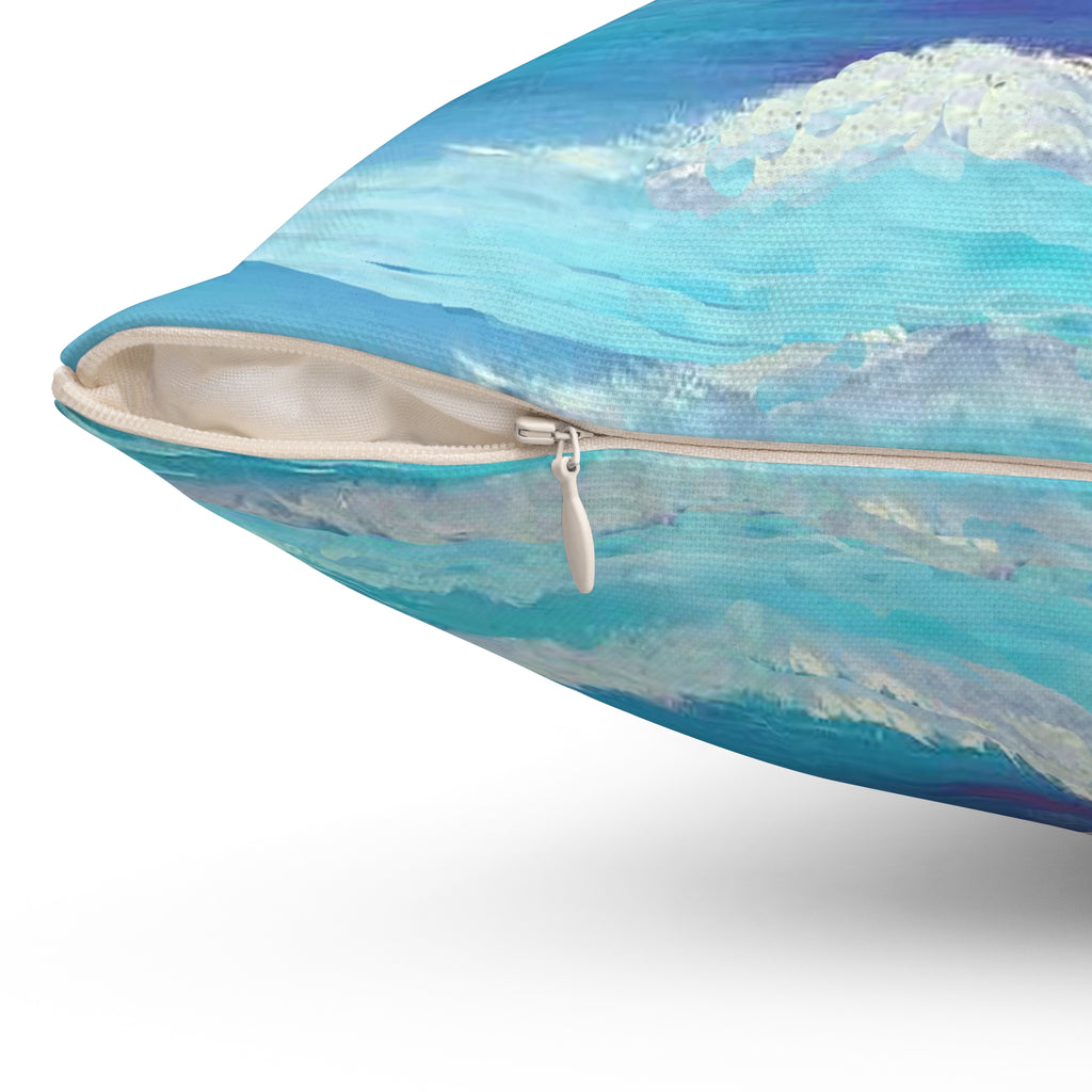 Ocean Sunset Decorative Pillow — Coastal Watercolor Throw Cushion