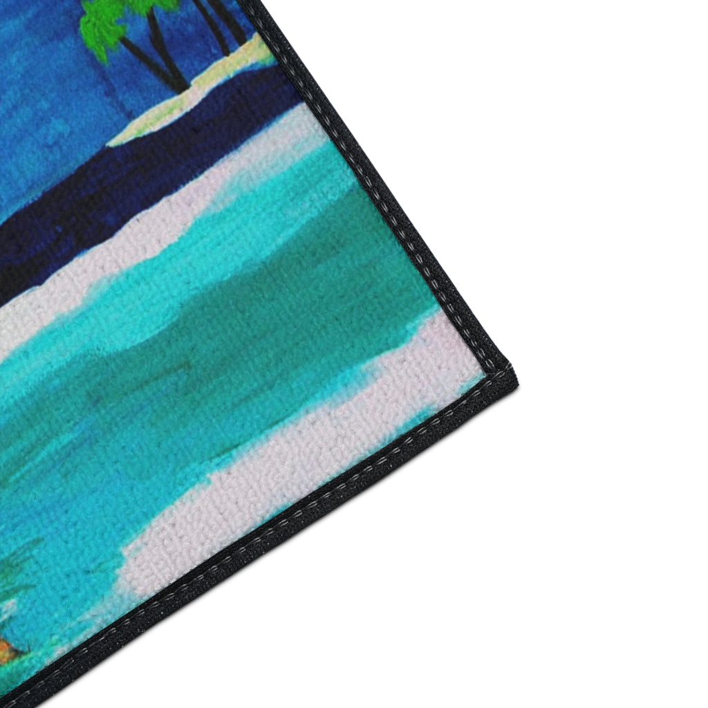 Welcome Flamingo Beach Mat — Heavy-Duty Tropical Welcome Doormat