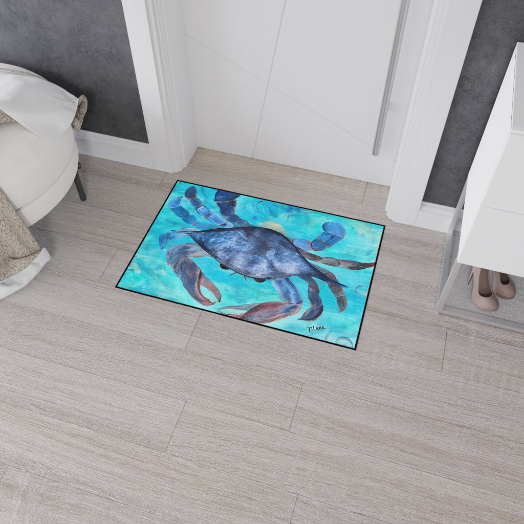 Blue Crab Coastal Floor Mat — Heavy Duty Ocean-Themed Doormat