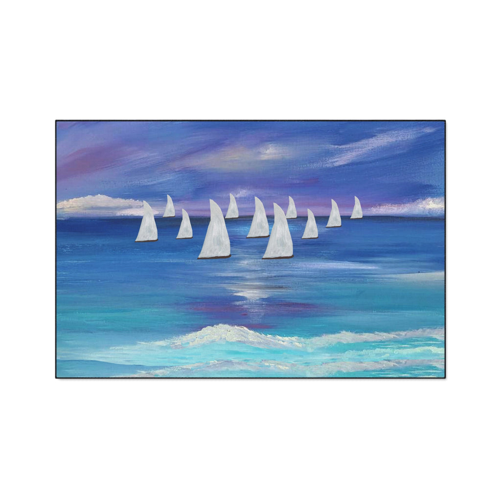 Nautical Sailboat Sea Floor Mat — Heavy-Duty Coastal Welcome Rug