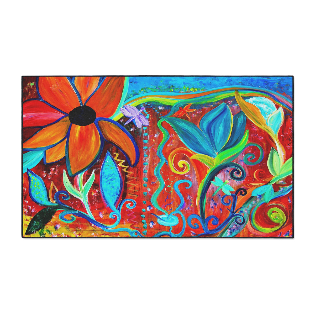 Colorful Floral Heavy-Duty Floor Mat — Bright Botanical Entry Rug