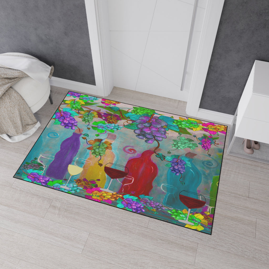 Wine & Grapes Heavy Duty Floor Mat — Colorful Vineyard Kitchen Rug