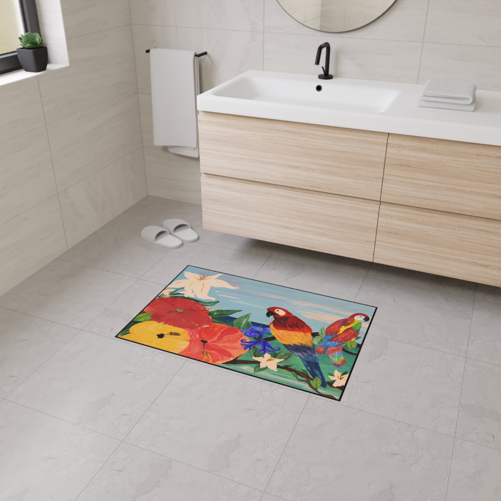 Tropical Parrot Door Mat — Heavy Duty Floral Floor Mat