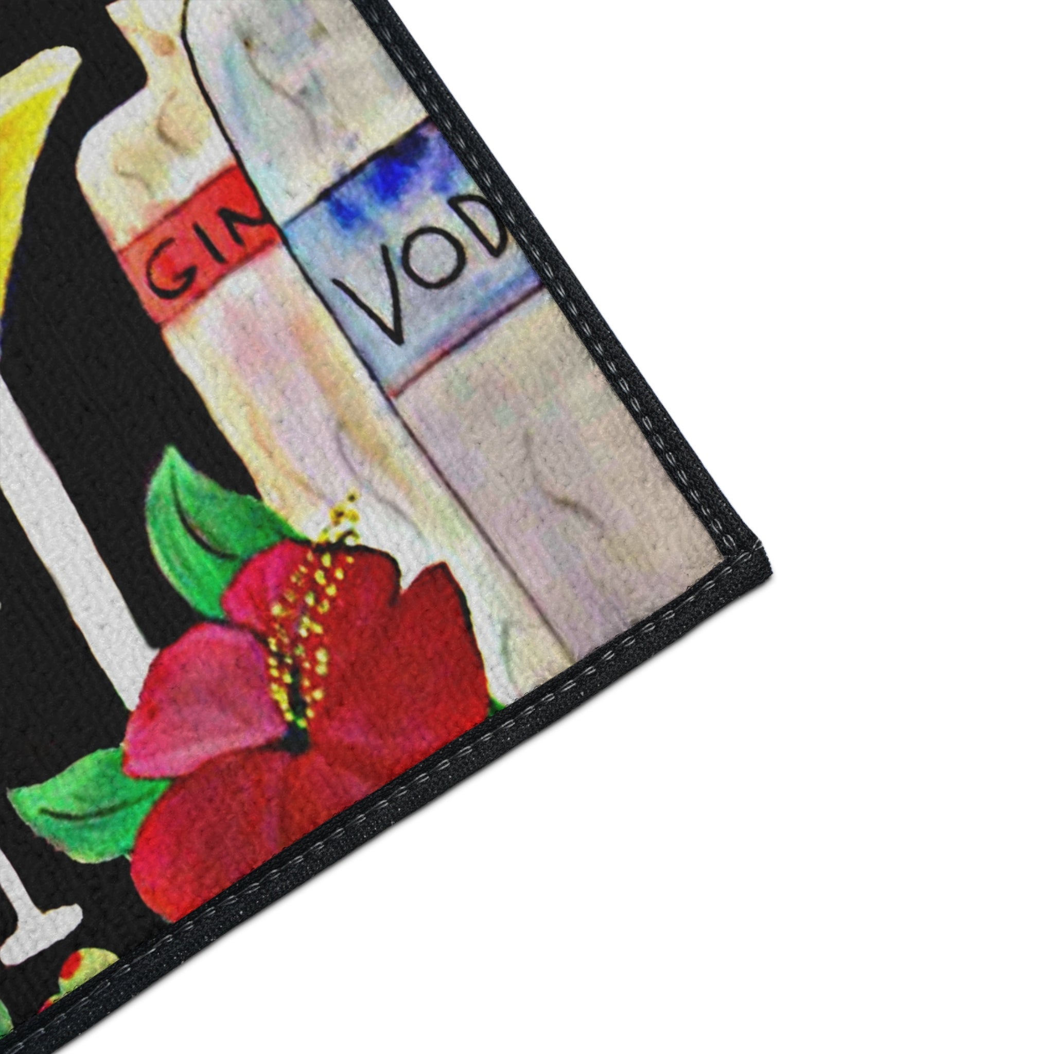 Cocktail Bar Floor Mat — Colorful Martini & Bottles Floor Mat rug
