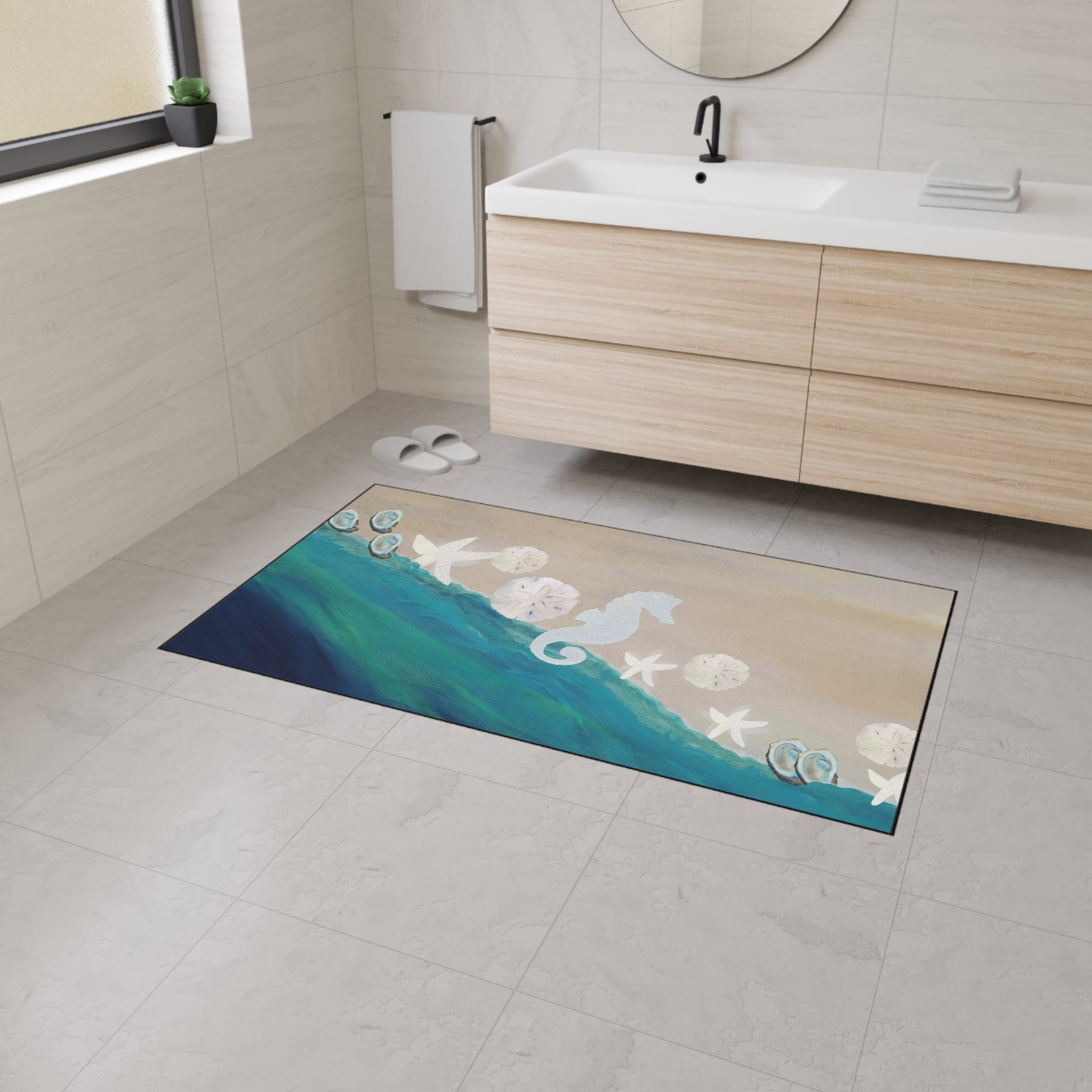 Coastal Seahorse Heavy-Duty Floor Mat