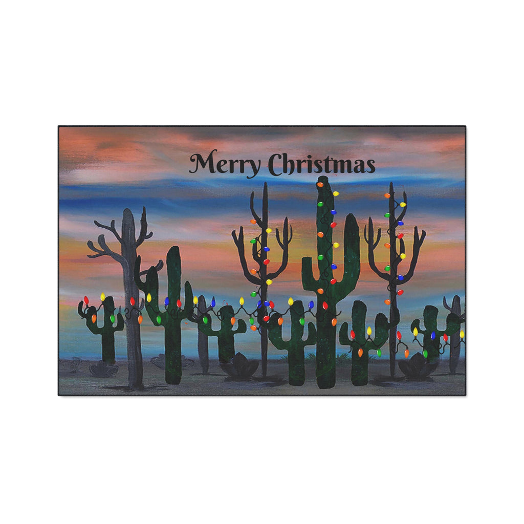 Christmas Cactus Floor Mat – Merry Christmas Desert Scene Doormat