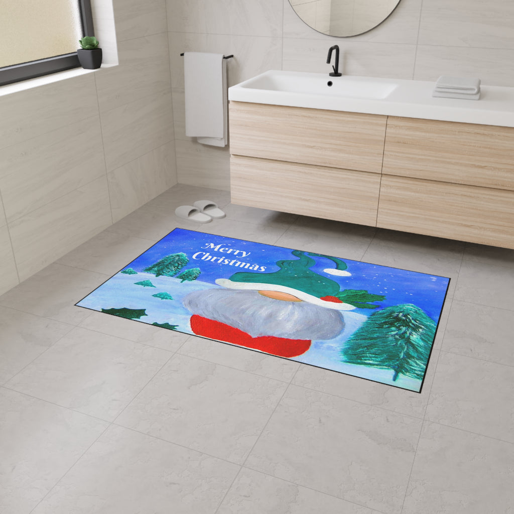 Christmas Gnome Heavy Duty Floor Mat – Merry Christmas Holiday Welcome Rug