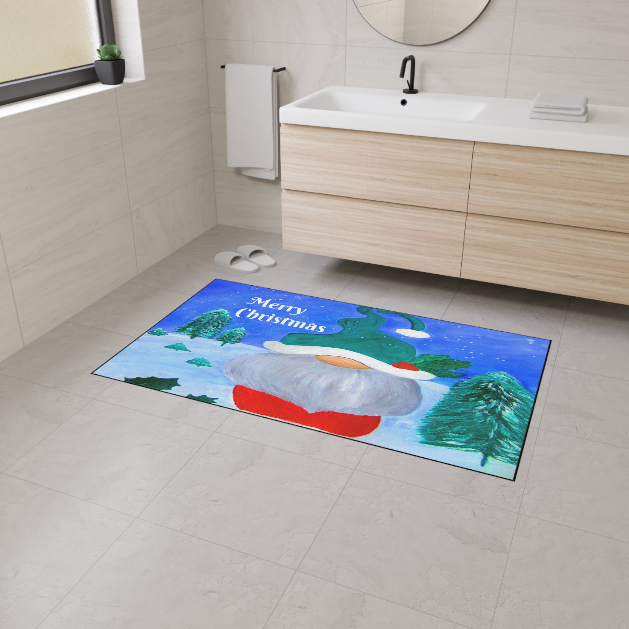 Christmas Gnome Heavy Duty Floor Mat – Merry Christmas Holiday Welcome Rug