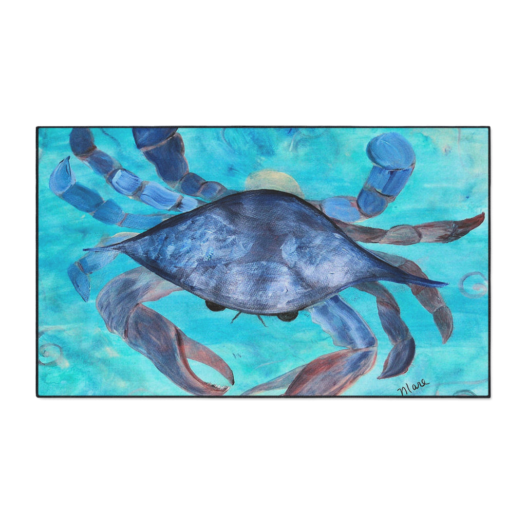 Blue Crab Coastal Floor Mat — Heavy Duty Ocean-Themed Doormat