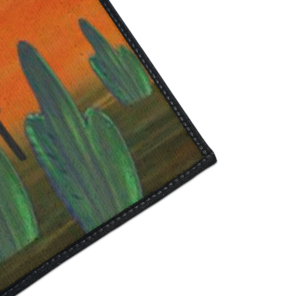 Desert Sunset Cactus Flowers Floor Mat