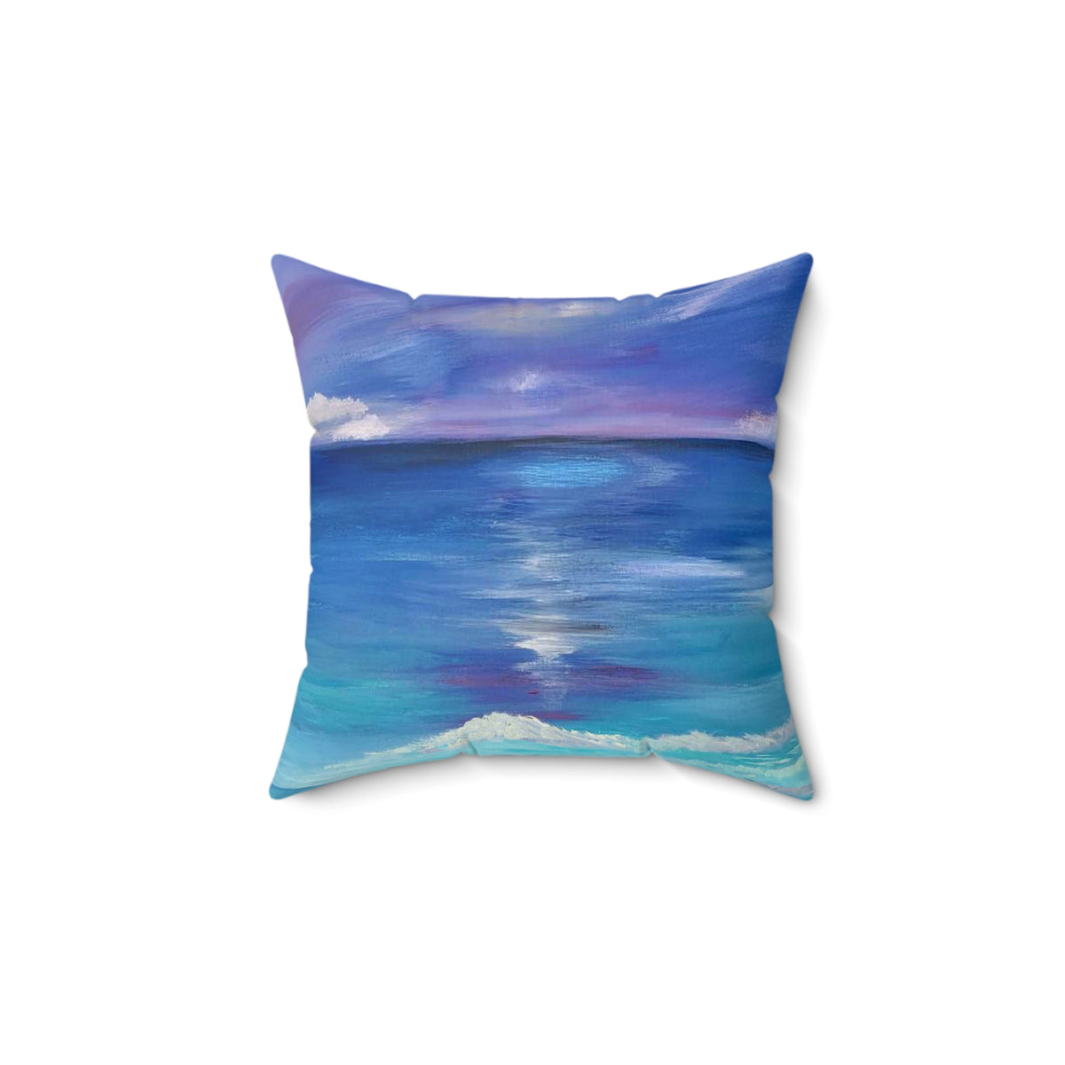 Ocean Sunset Decorative Pillow — Coastal Watercolor Throw Cushion