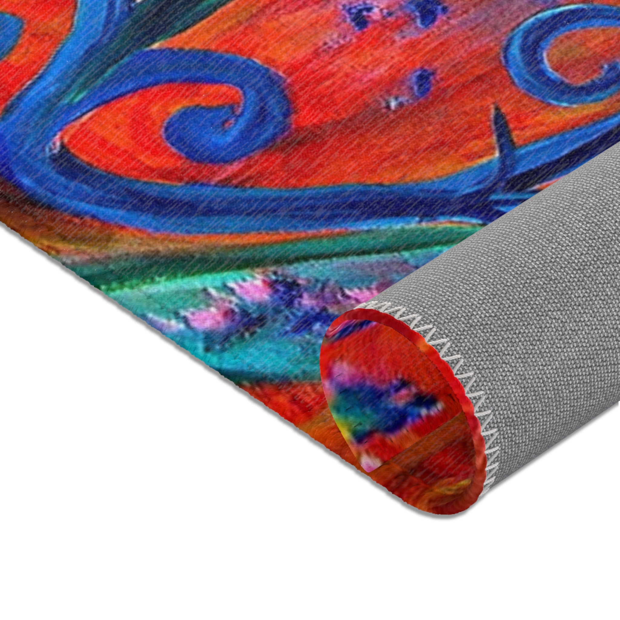 Vibrant Floral Boho Area Rug — Colorful Swirl Garden Accent Rug