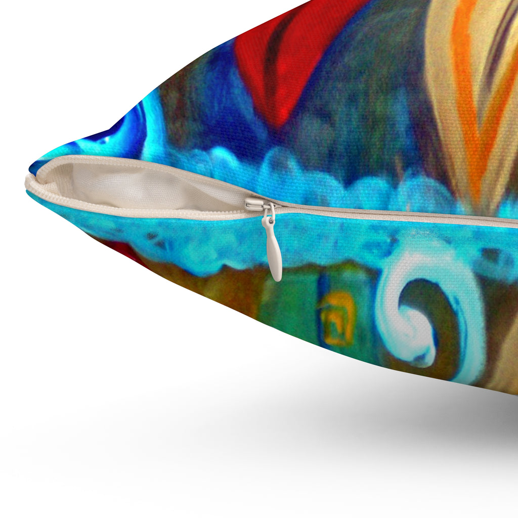 Surfboard Art Decorative Pillow — Colorful Tropical Beach Throw Pillow