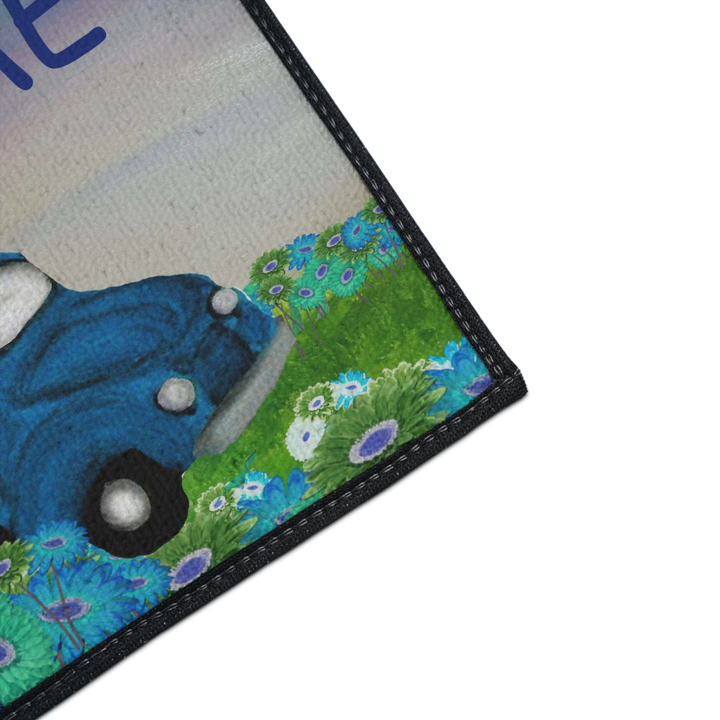 Welcome Blue Truck Doormat - Heavy Duty Floor Mat with Sunflowers