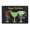 Mardi Gras Cocktail Area Rug — "Happy Mardi Gras" Festive Party Mat