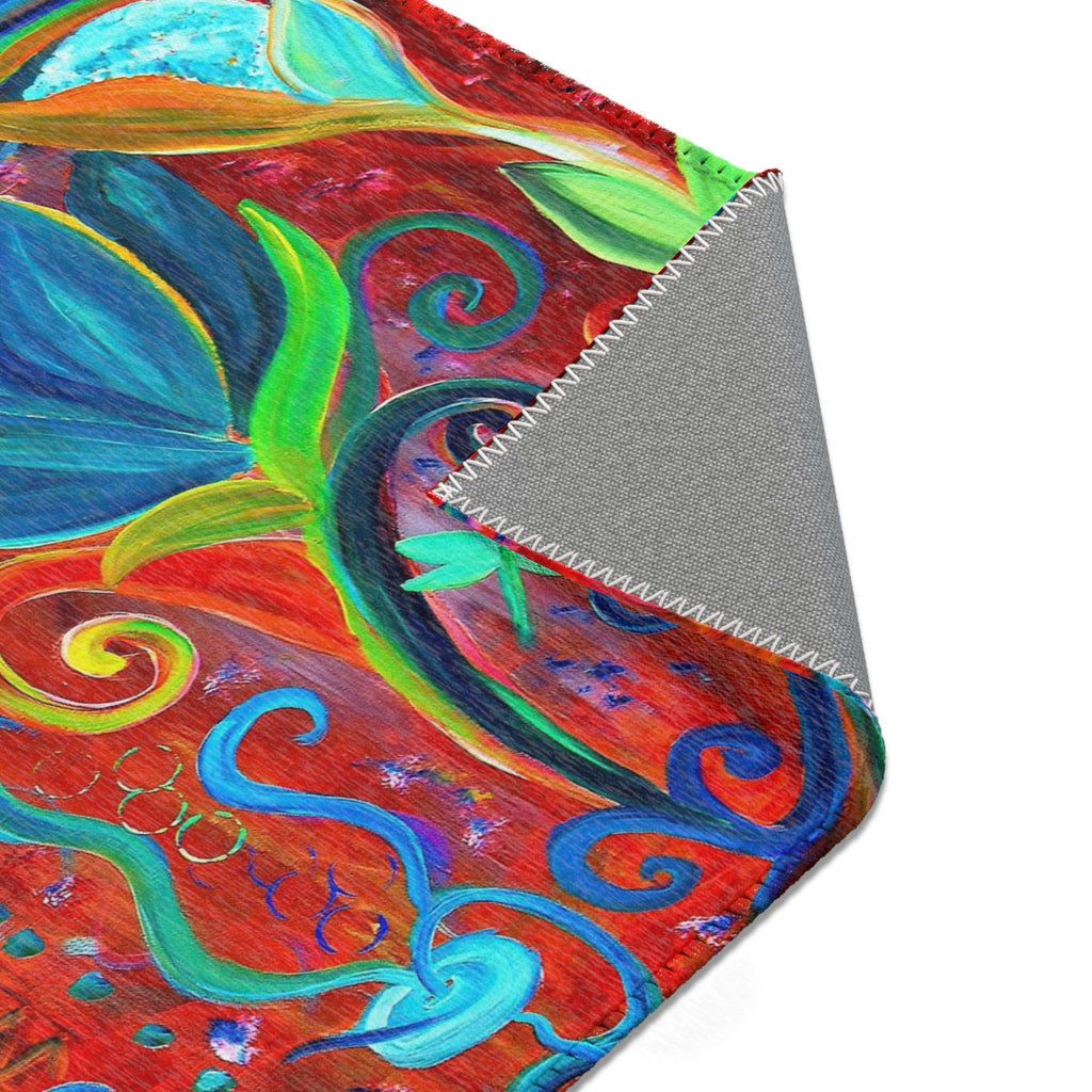 Vibrant Floral Boho Area Rug — Colorful Swirl Garden Accent Rug