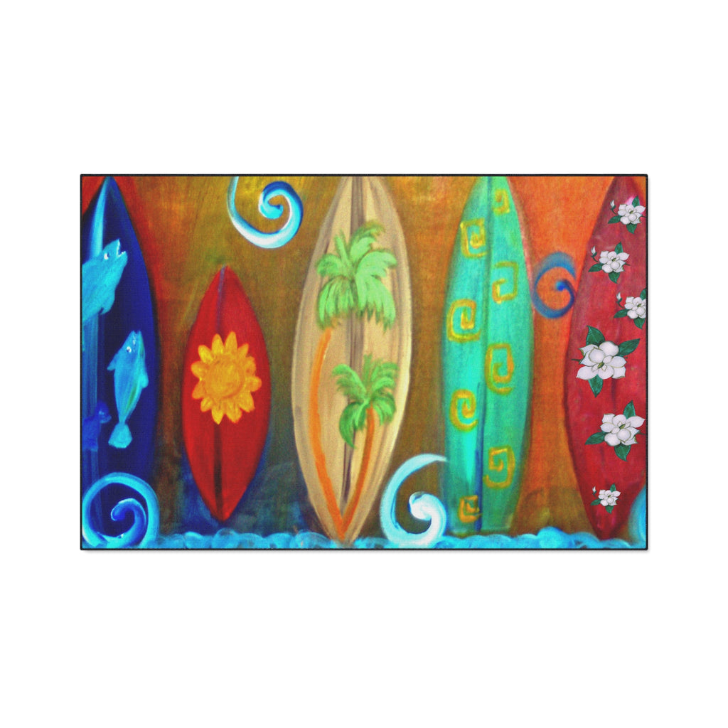Surfboard Beach Floor Mat — Heavy Duty Tropical Welcome Mat