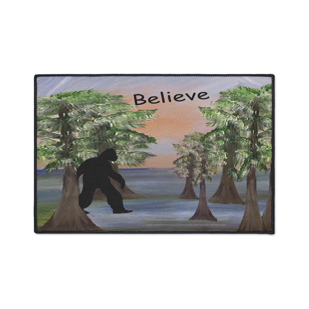 Believe Bigfoot Floor Mat Sashquash Swamp funny rug