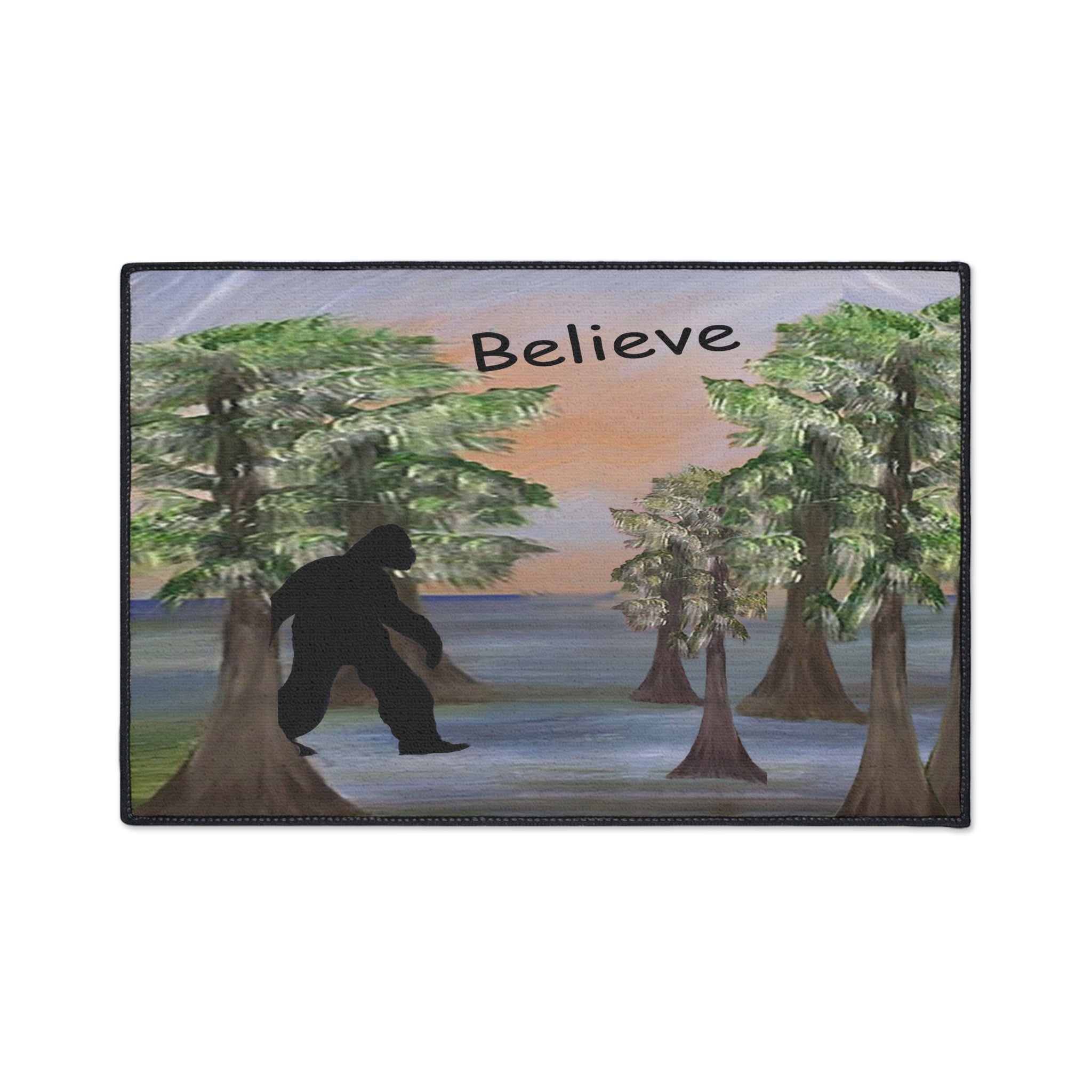 Believe Bigfoot Floor Mat Sashquash Swamp funny rug