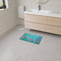 Flamingo Beach Floor Mat — Vibrant Pink Flamingos on Teal Non-Slip Mat