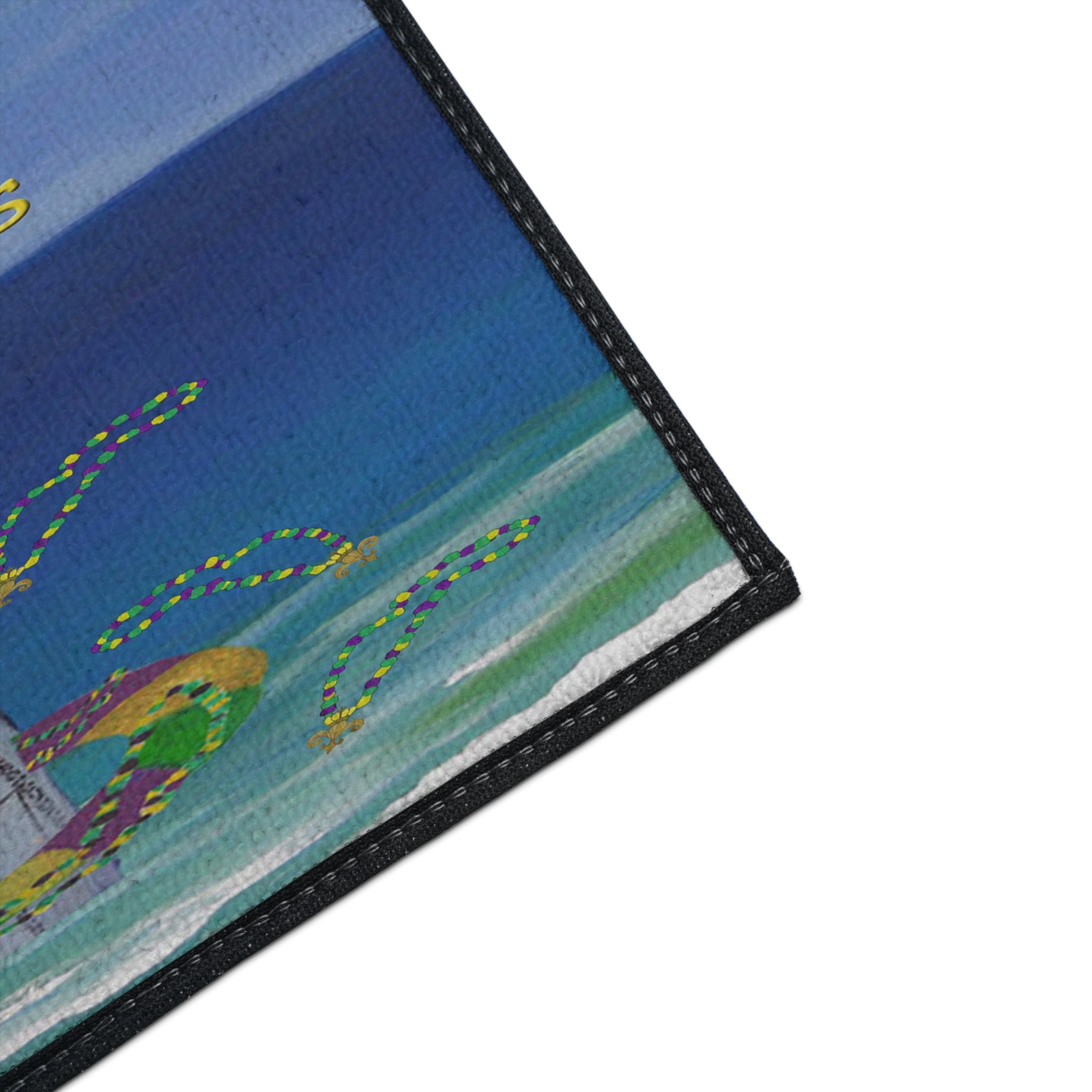 Mardi Gras Crowned Pelican Beach Heavy-Duty Floor Mat