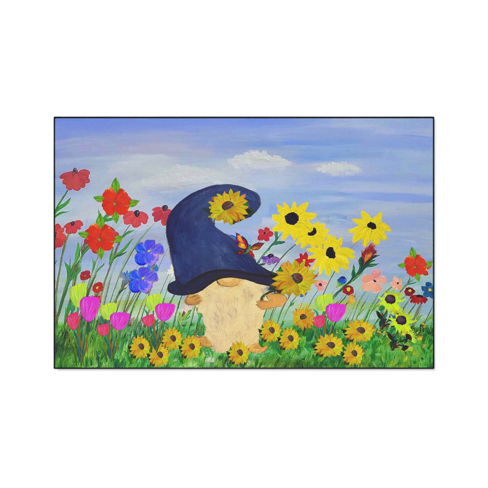 Gnome in Wildflower Garden Heavy Duty Floor Mat
