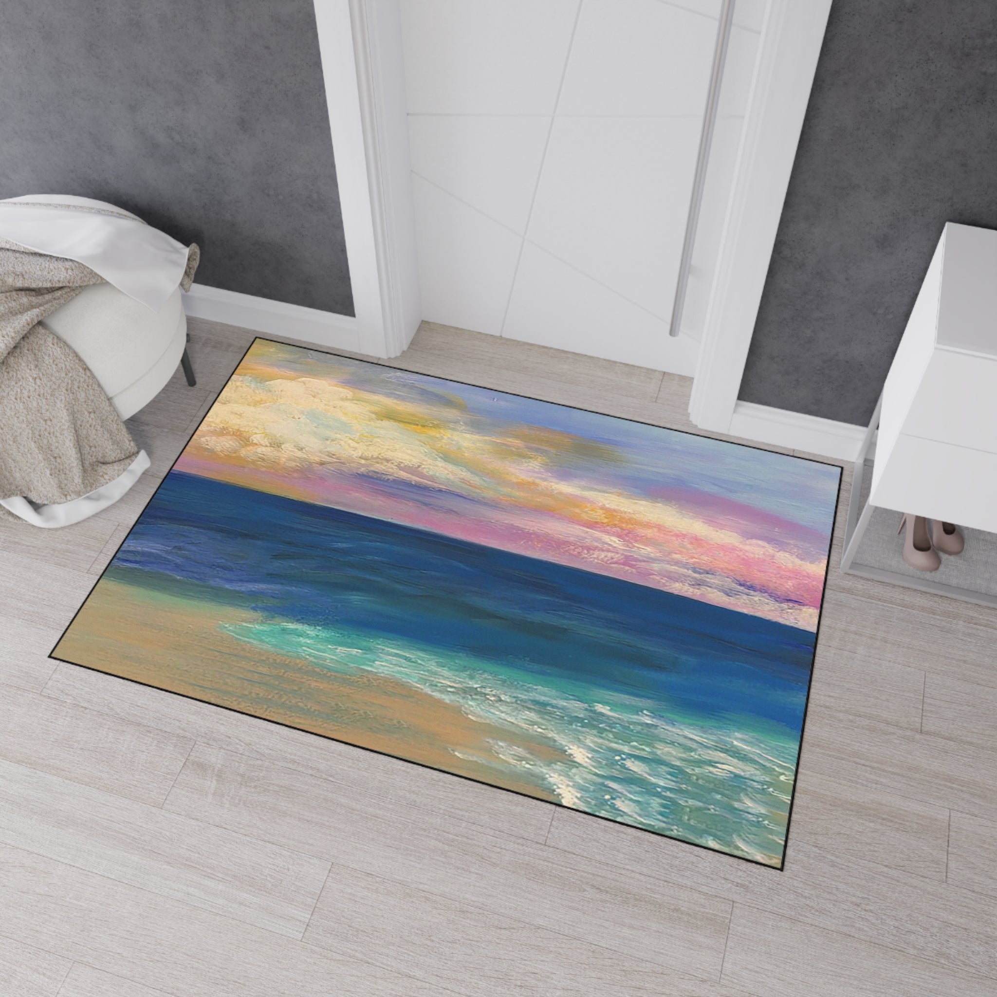Beach Sunset Heavy-Duty Floor Mat — Coastal Ocean Wave Doormat