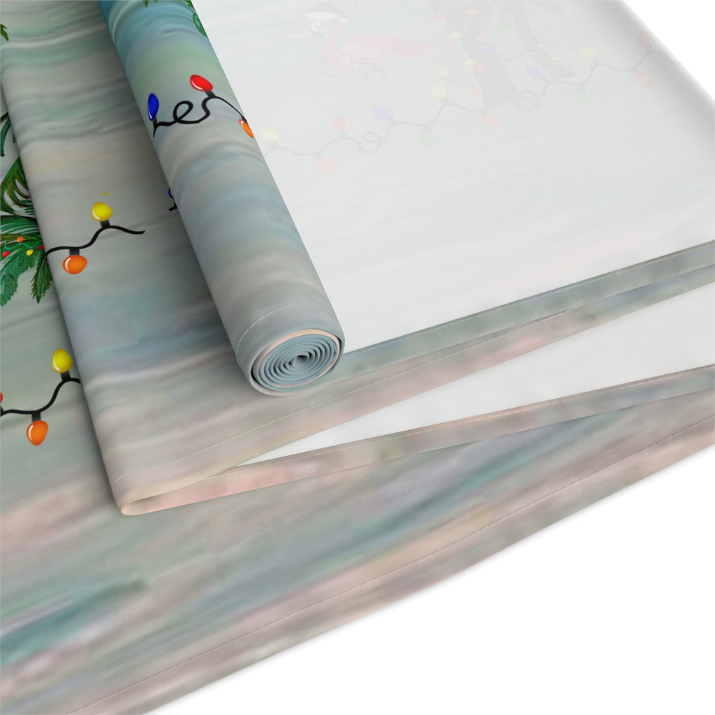Tropical Palm Christmas Table Runner — "Merry Christmas" Coastal Holiday Decor