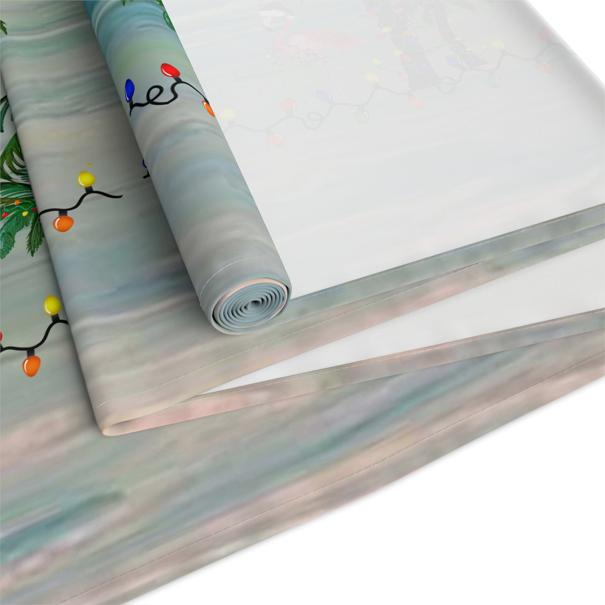 Tropical Palm Christmas Table Runner — "Merry Christmas" Coastal Holiday Decor