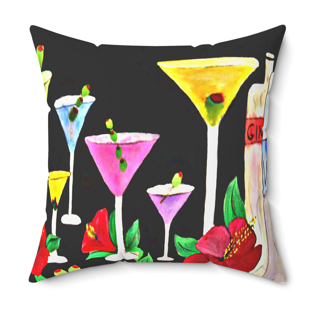 Cocktail Martini Pillow - Colorful Drinks Decorative Throw Pillow
