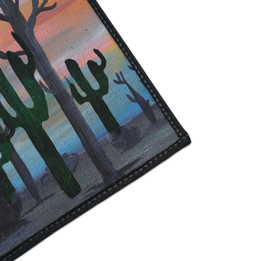 Desert Sunset Cactus Floor Mat — Heavy Duty Welcome Rug
