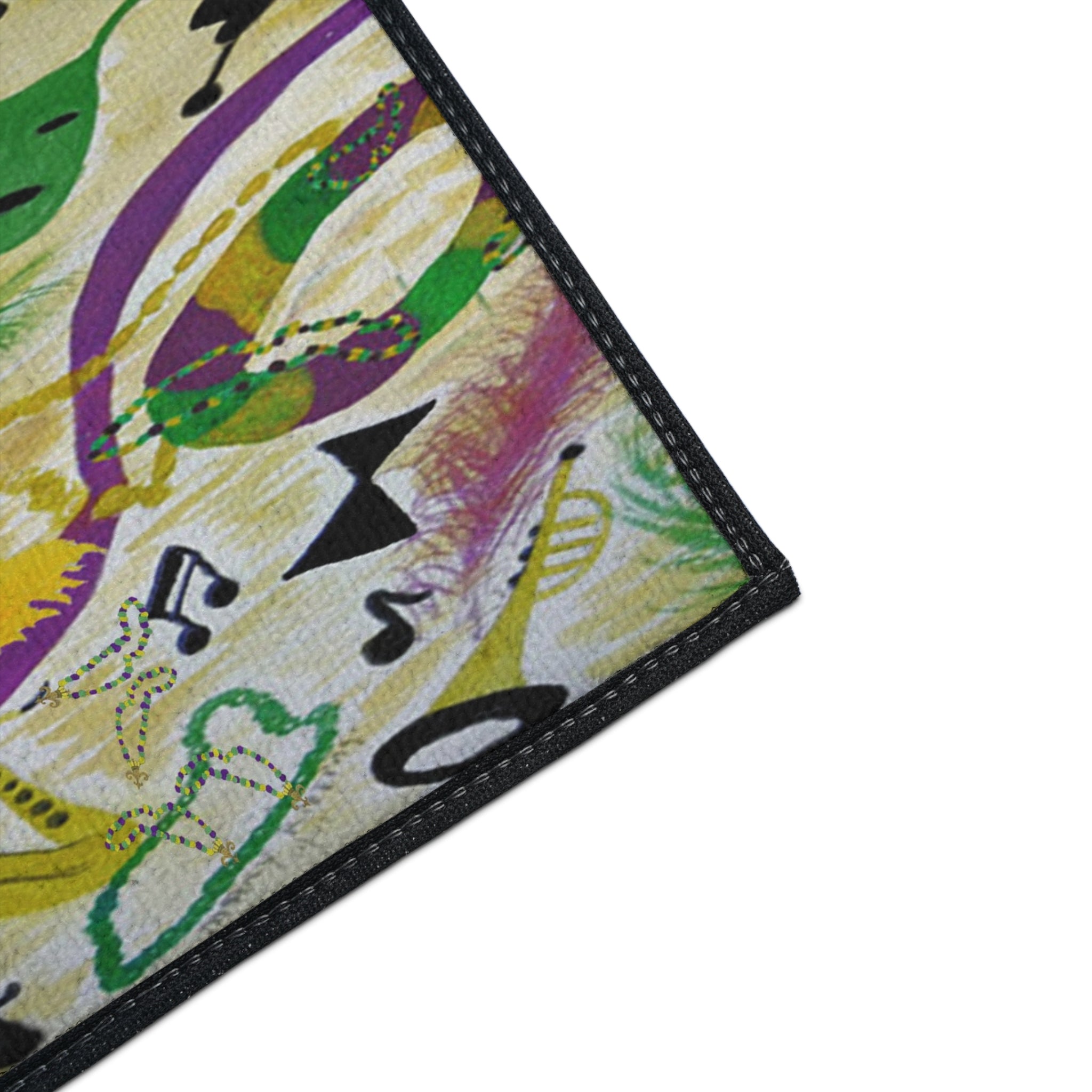 Mardi Gras Heavy Duty Floor Mat — Festive Masks, Music & Beads Entrance Rug