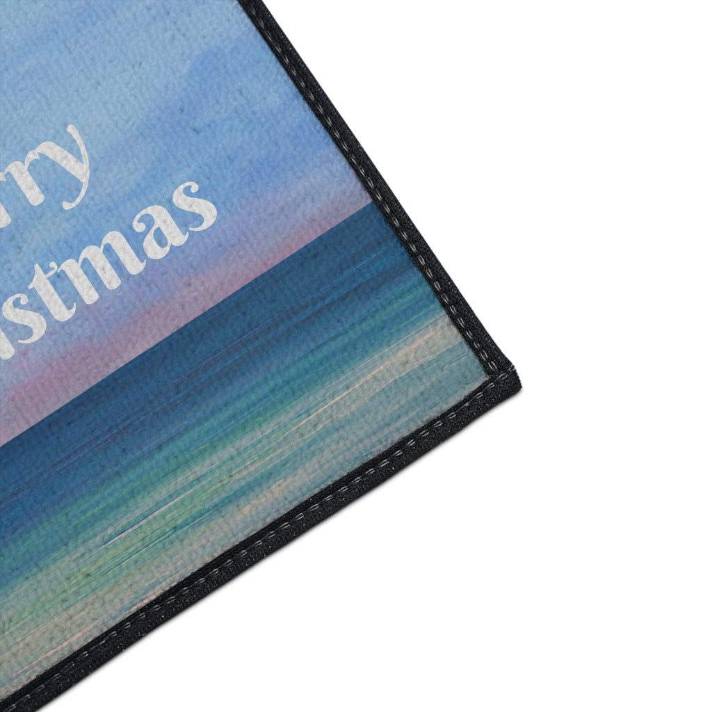 Merry Christmas Palm Tree Beach Floor Mat