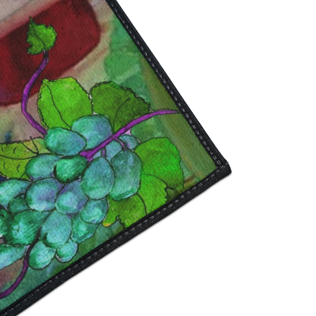 Wine Time Heavy Duty Floor Mat — Colorful Wine Bottle & Glass Kitchen Rug