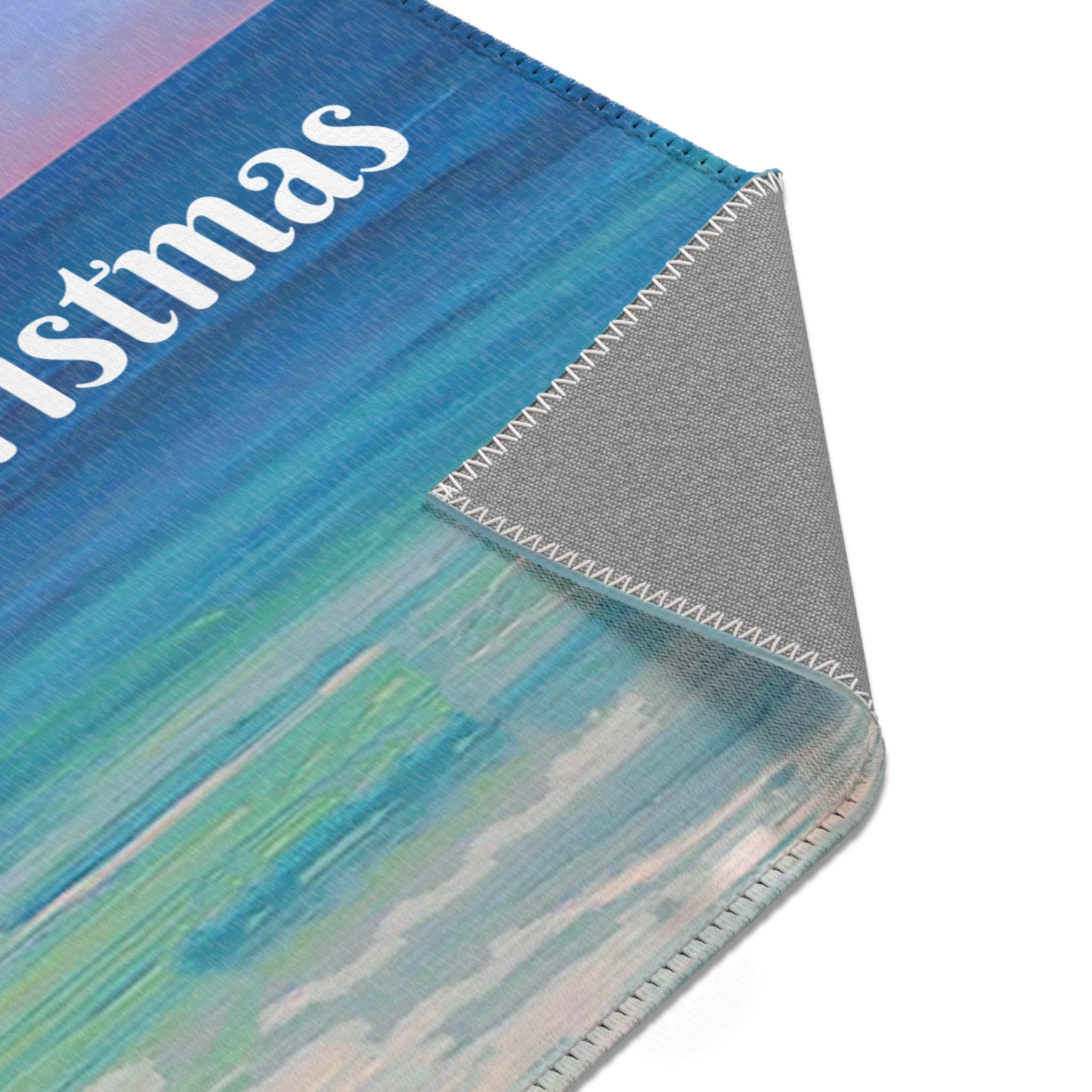 Merry Christmas Beach Area Rug – Tropical Palm & Pelican Holiday Mat