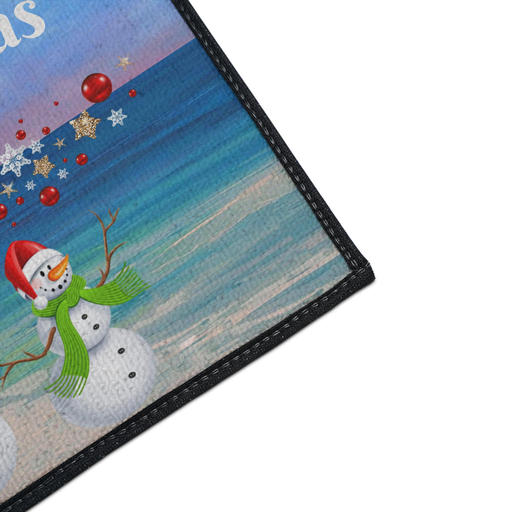 Christmas Snowmen Beach Heavy Duty Floor Mat - Merry Christmas Holiday Doormat