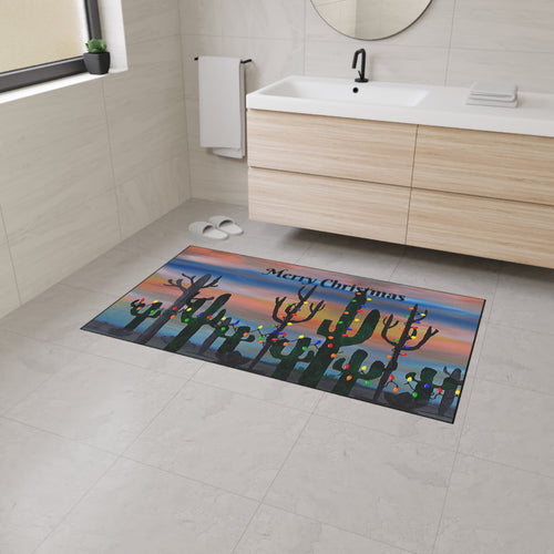 Christmas Cactus Floor Mat – Merry Christmas Desert Scene Doormat
